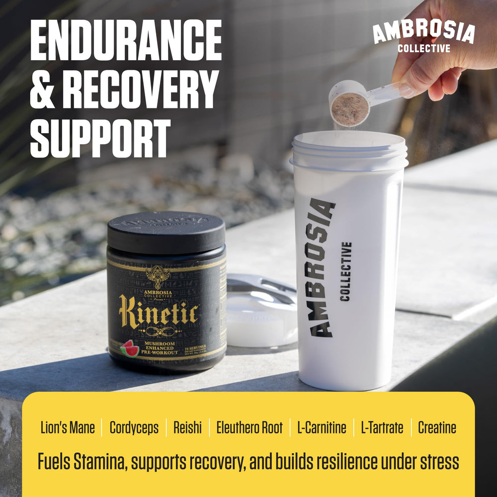 Ambrosia Kinetic etiqueta con ingredientes y dosis claras, transparencia y control para atletas