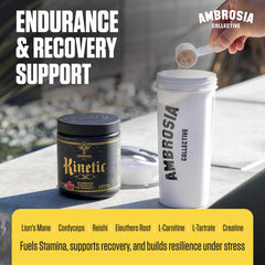 Ambrosia Kinetic etiqueta con ingredientes y dosis claras, transparencia y control para atletas