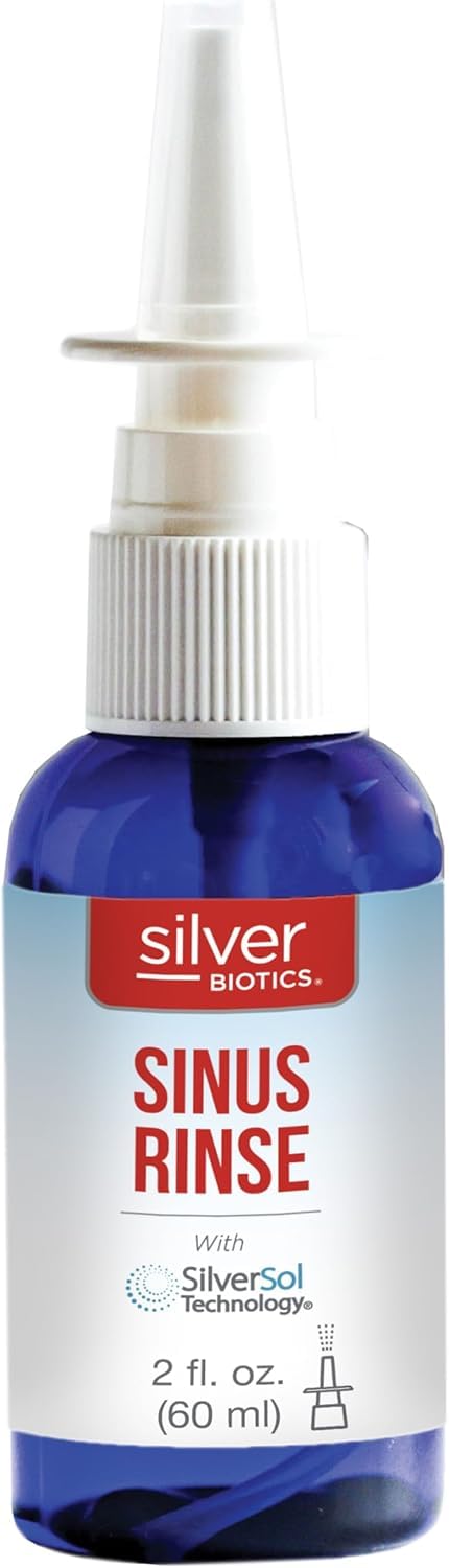 American Biotech Labs Silver Biotics enjuague sinusal con pulverizador para cuidado nasal diario.