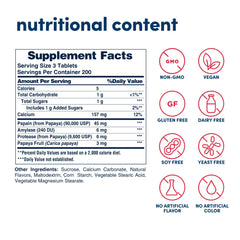 American Health enzimas de papaya, tabletas sabor frutal para consumo diario cómodo.