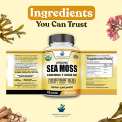American Standard Supplements etiqueta de ingredientes resaltando transparencia y origen orgánico