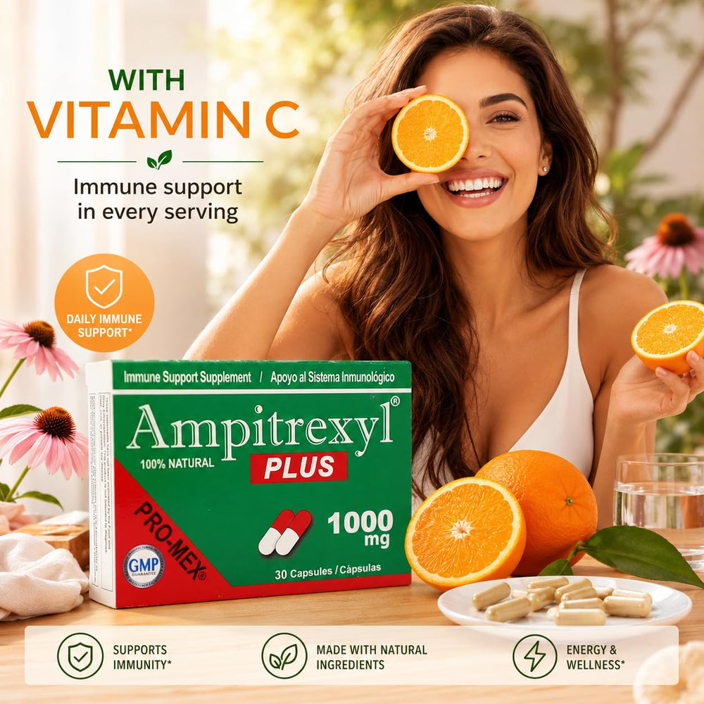 Capsulas Ampitrexyl Plus en mano para comparar tamaño y dosificación