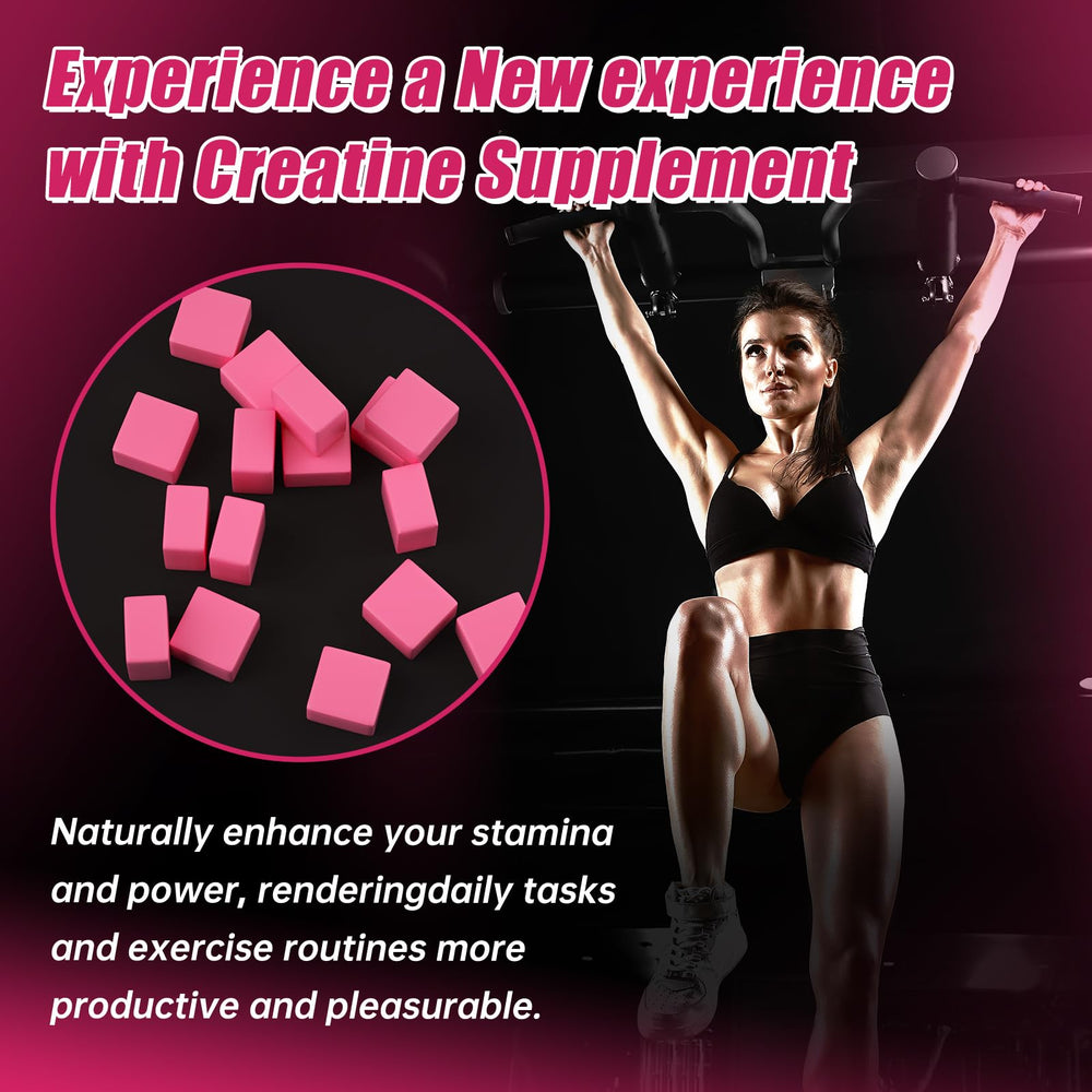 AMZXO Creatine Monohydrate Gummies in workout setting suggesting enhanced energy and focus.