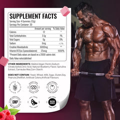 AMZXO Creatine Monohydrate Gummies on-the-go bottle illustrating travel-friendly supplement.