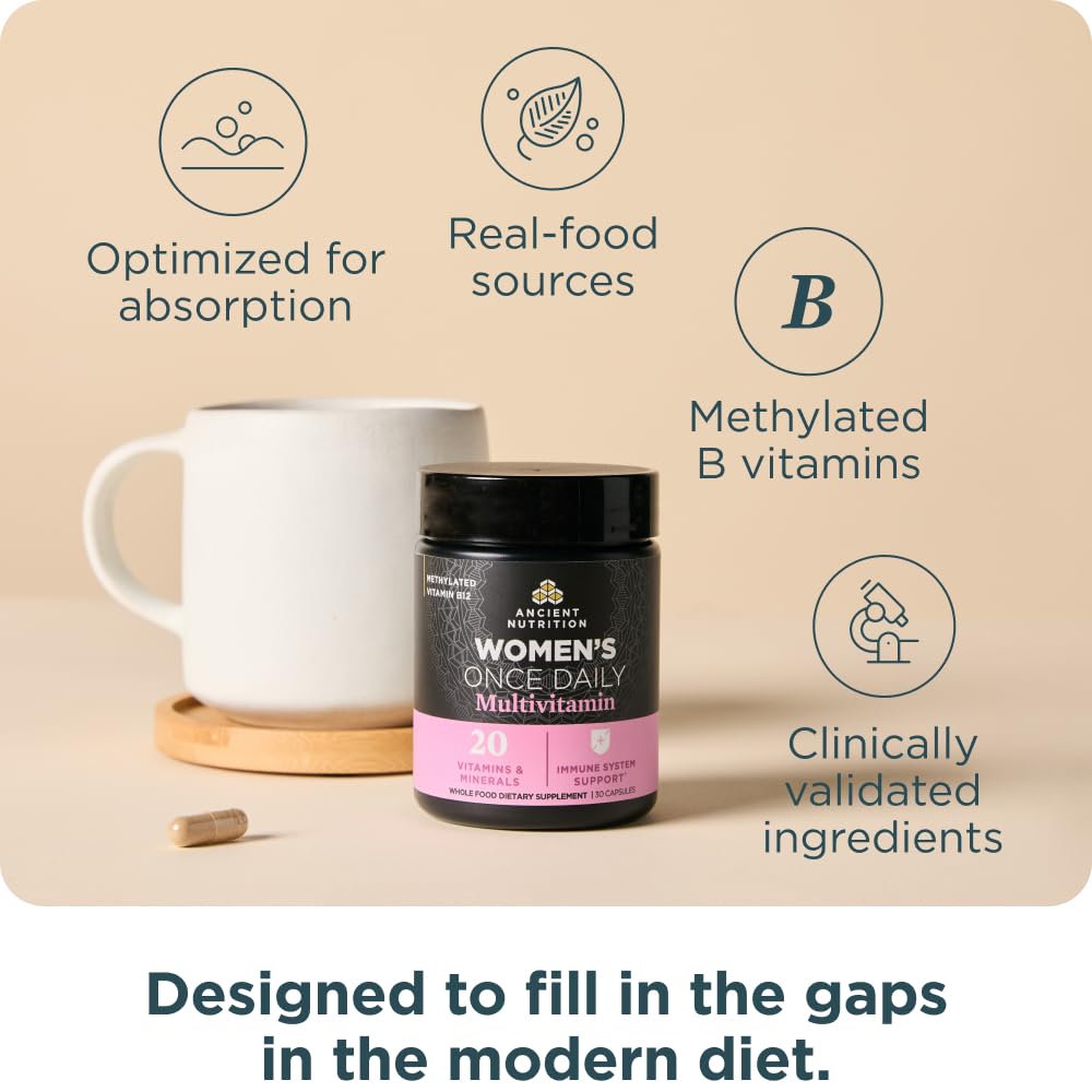 Ancient Nutrition etiqueta con lista de ingredientes methylados y beneficios visibles