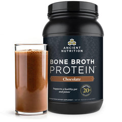 Ancient Nutrition frente del empaque mostrando sabor y beneficios