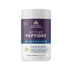Ancient Nutrition frente del empaque mostrando beneficio de magnesio biodisponible