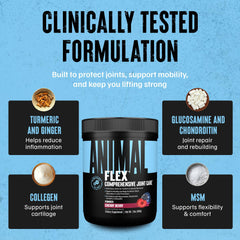 Vaso con Animal Flex mezclado demostrando disolución rápida y sabor