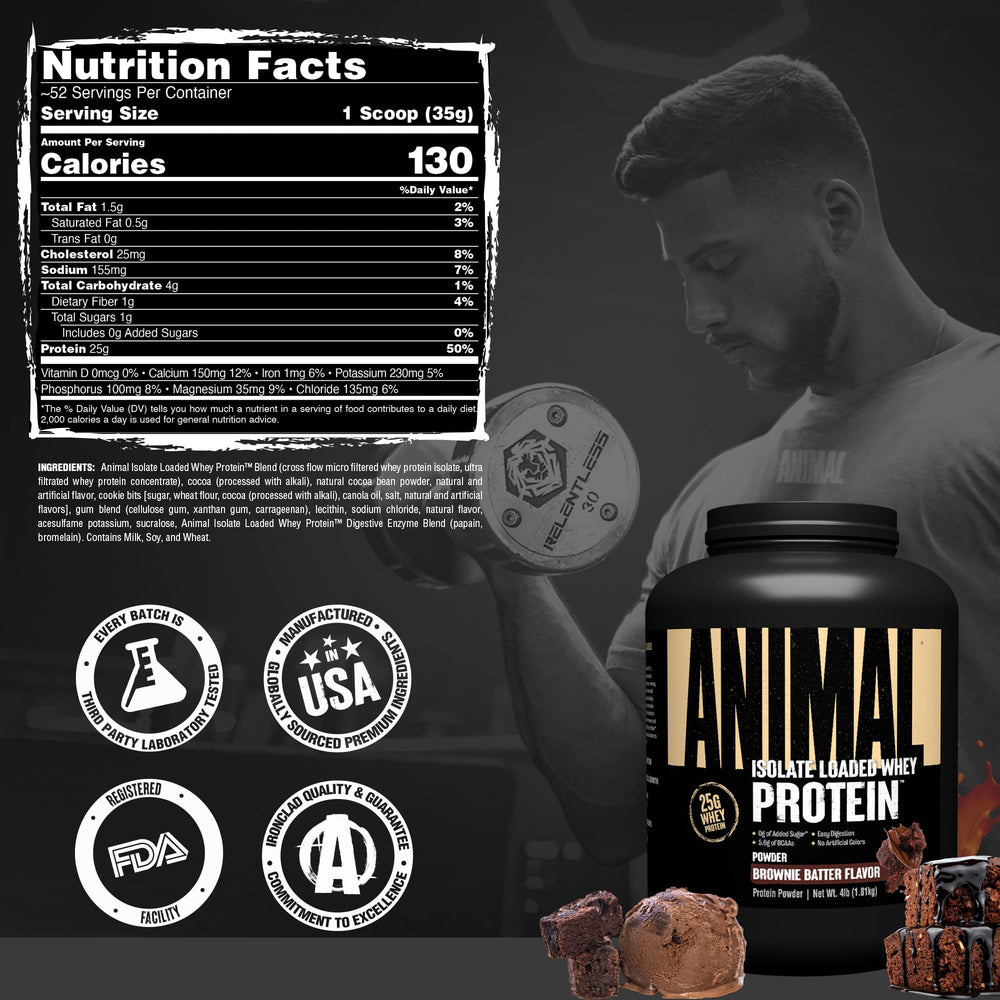 Animal Whey Isolate batido cremoso servido con topping, ejemplo de uso sabroso antes o después del ejercicio