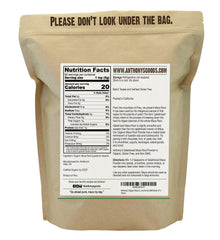 Anthony's etiqueta trasera con información nutricional y certificaciones para mayor transparencia