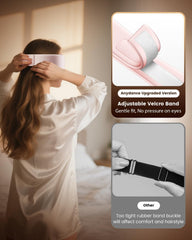 anydance antifaz junto a una mano para mostrar tamaño y portabilidad