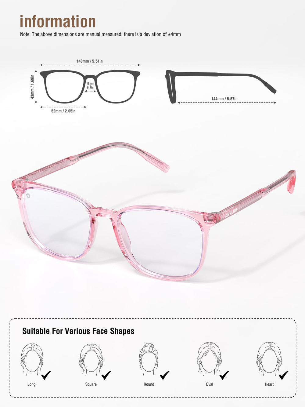 ANYLUV persona usando gafas en vida diaria para menos fatiga