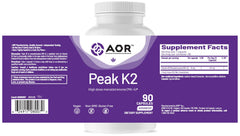 AOR Peak K2 embalaje con prospecto, información y almacenamiento seguro