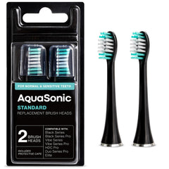 AquaSonic empaque frontal mostrando dos cabezales y compatibilidad rápida
