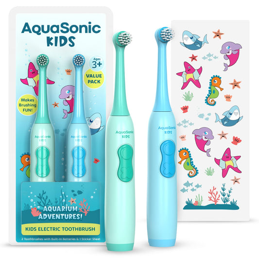 Aquasonic frente del empaque con diseño acuario que atrae al niño