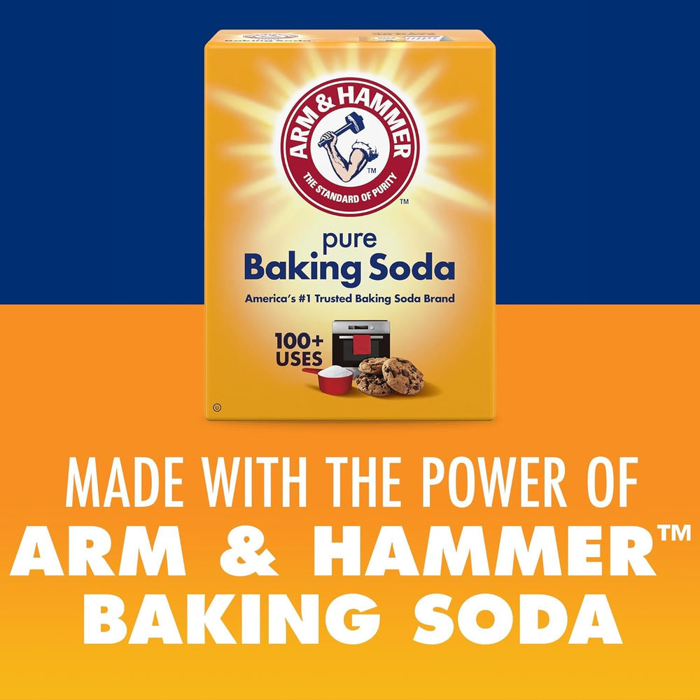 Arm & Hammer etiqueta que destaca Baking Soda y tecnología Fresh Guard