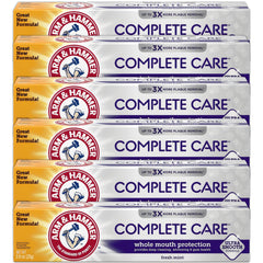 Arm & Hammer vista frontal del paquete con 6 tubos, práctico para viajes