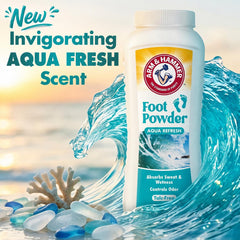 Arm & Hammer textura del polvo en primer plano mostrando absorción efectiva