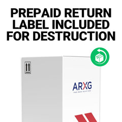 Etiqueta de devolución prepagada ARXG adherida al paquete para envío sencillo y rastreable