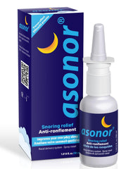 Asonor envase frontal 30ml mostrando etiqueta y tamaño portátil, facilita sueño tranquilo
