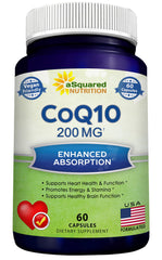 aSquared Nutrition CoQ10 200 mg en botella, apoyo a la salud cardiovascular