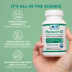 AST Enzymes Floracor fabricación en laboratorio resaltando control de calidad