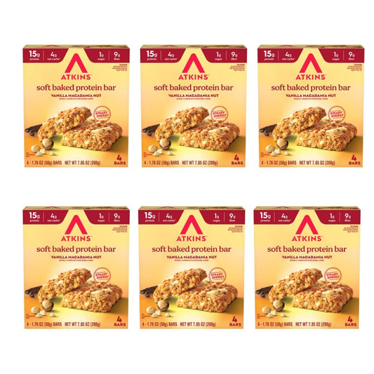 Atkins empaque frontal de barras soft baked, conveniente para llevar