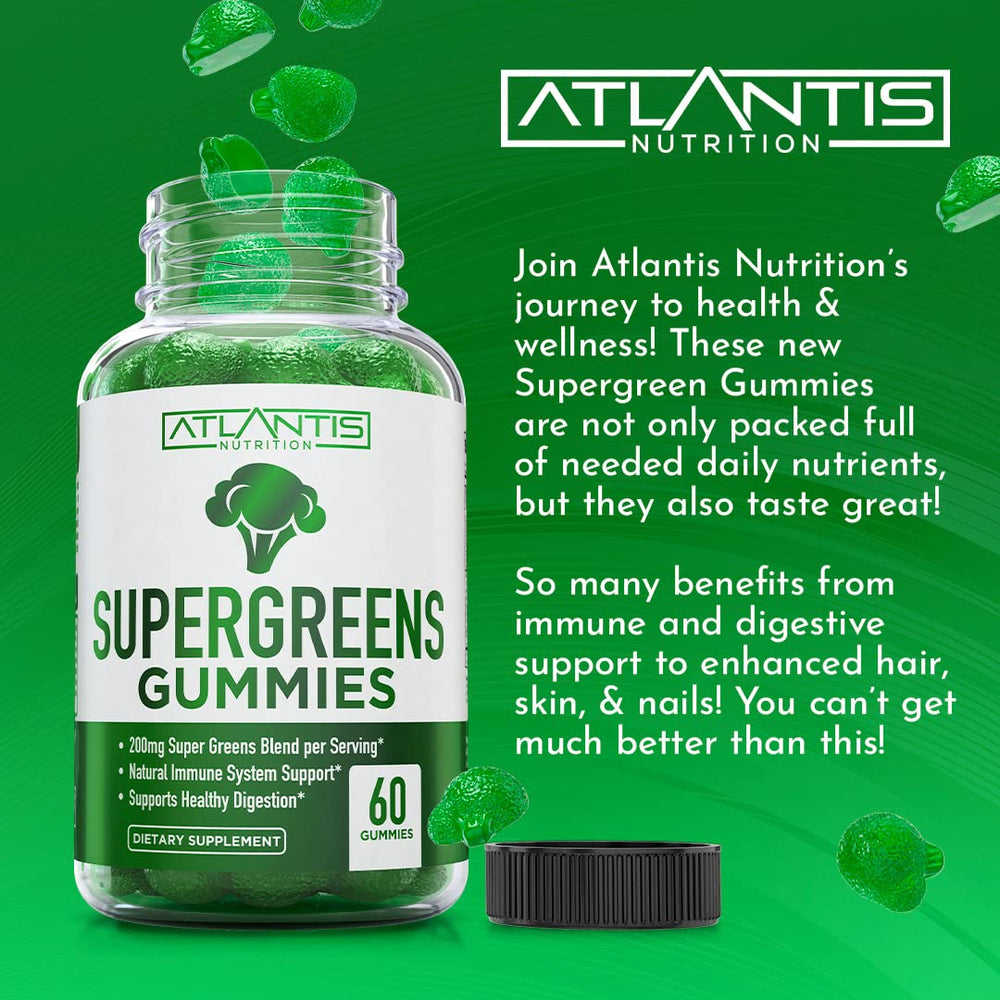 Atlantis Nutrition comparación de tamaño de gomita con una moneda
