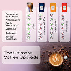 Atlas Coffee Club escena matutina con el latte listo para una rutina equilibrada