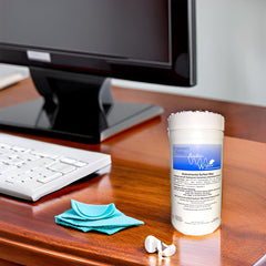 AUDIO - WIPES toallitas junto a auriculares en un estuche protegiendo el equipo