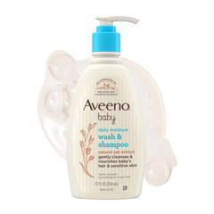 Aveeno Baby frontal del envase mostrando tamaño y tranquilidad