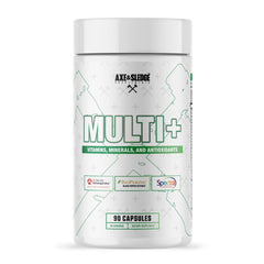 Axe & Sledge frasco delantero del multivitamínico mostrando etiqueta clara y beneficio de soporte diario