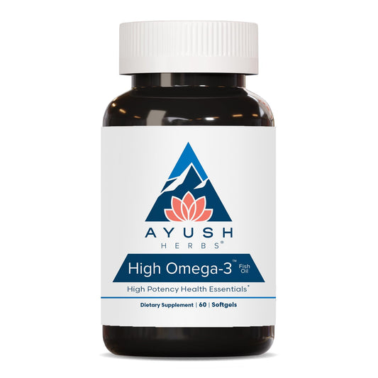 Ayush Herbs frasco frontal mostrando etiqueta y beneficios visibles