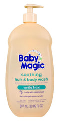Baby Magic envase frontal avena y vainilla mostrando tamaño y texto