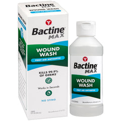 Bactine MAX frente del envase mostrando diseño y tamaño práctico