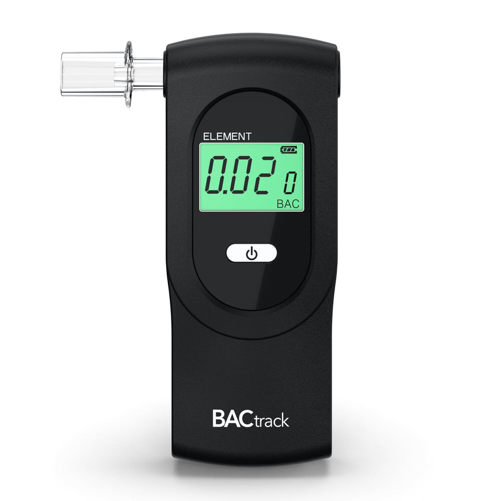 BACtrack Element frontal con empaque mostrando portabilidad y confianza