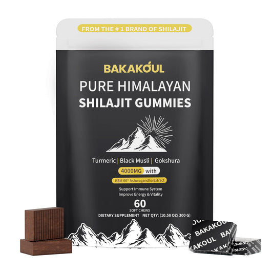 BAKAKOUL Shilajit Gummies con sabor fresa, soporte energético diario