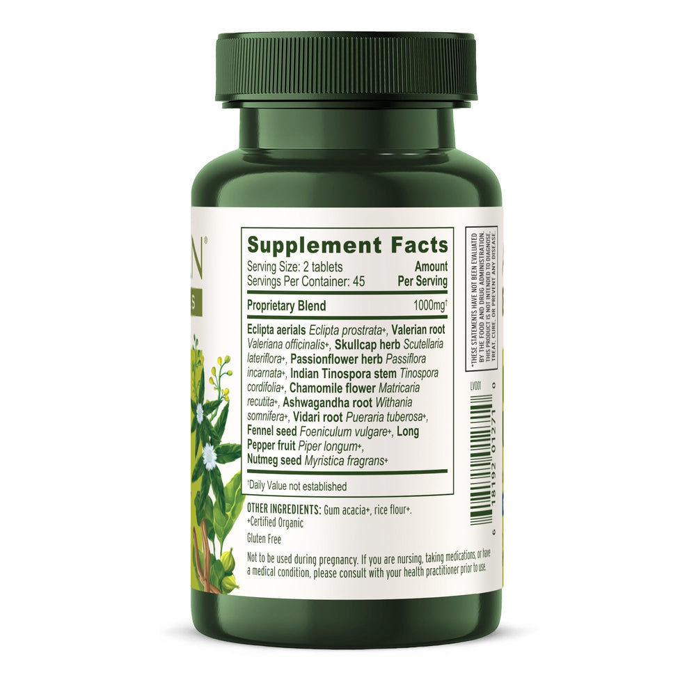 Banyan Botanicals empaque lateral con lista de ingredientes y garantías de pureza