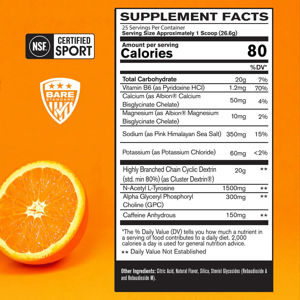 BARE PERFORMANCE NUTRITION textura del polvo Cluster Dextrin para energía sostenida
