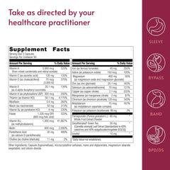 Bariatric Advantage Ultra Multi with Iron three-capsule serving highlights B vitamins and minerals