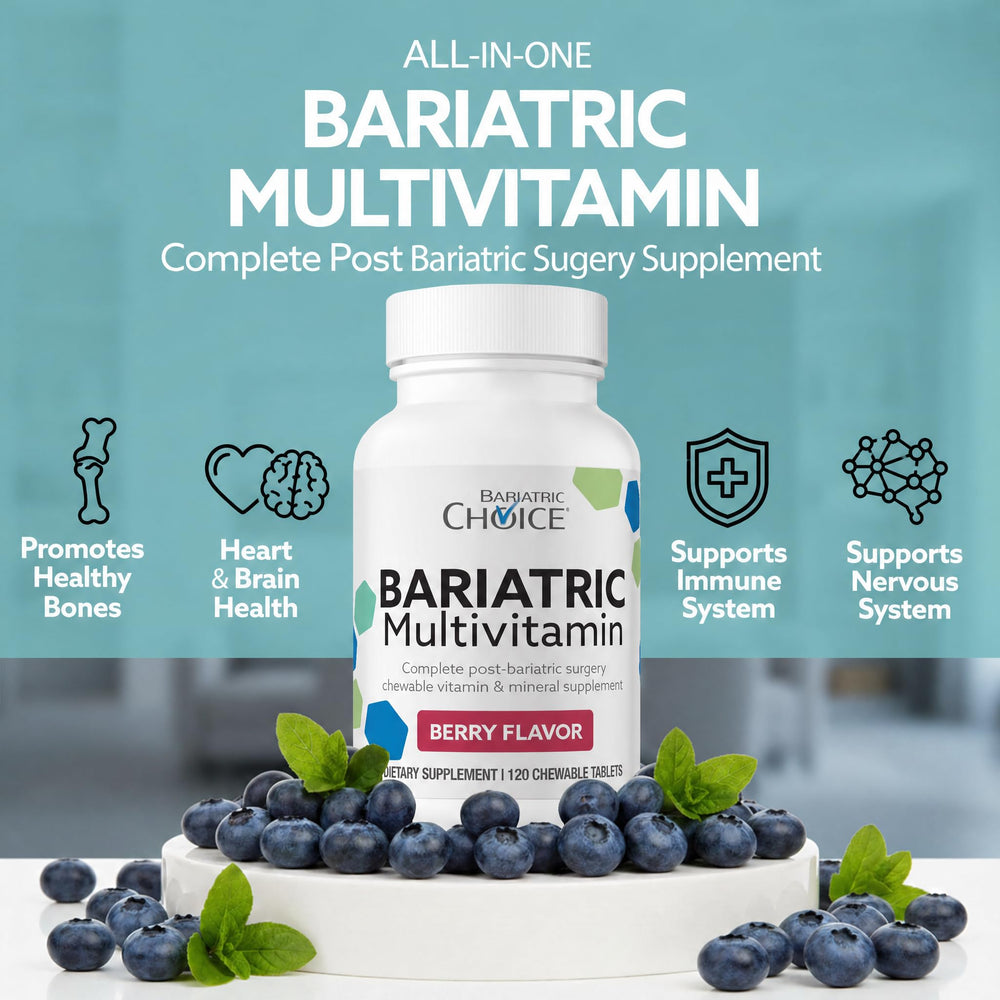 Bariatric Choice etiqueta nutricional detallada que muestra vitaminas y minerales
