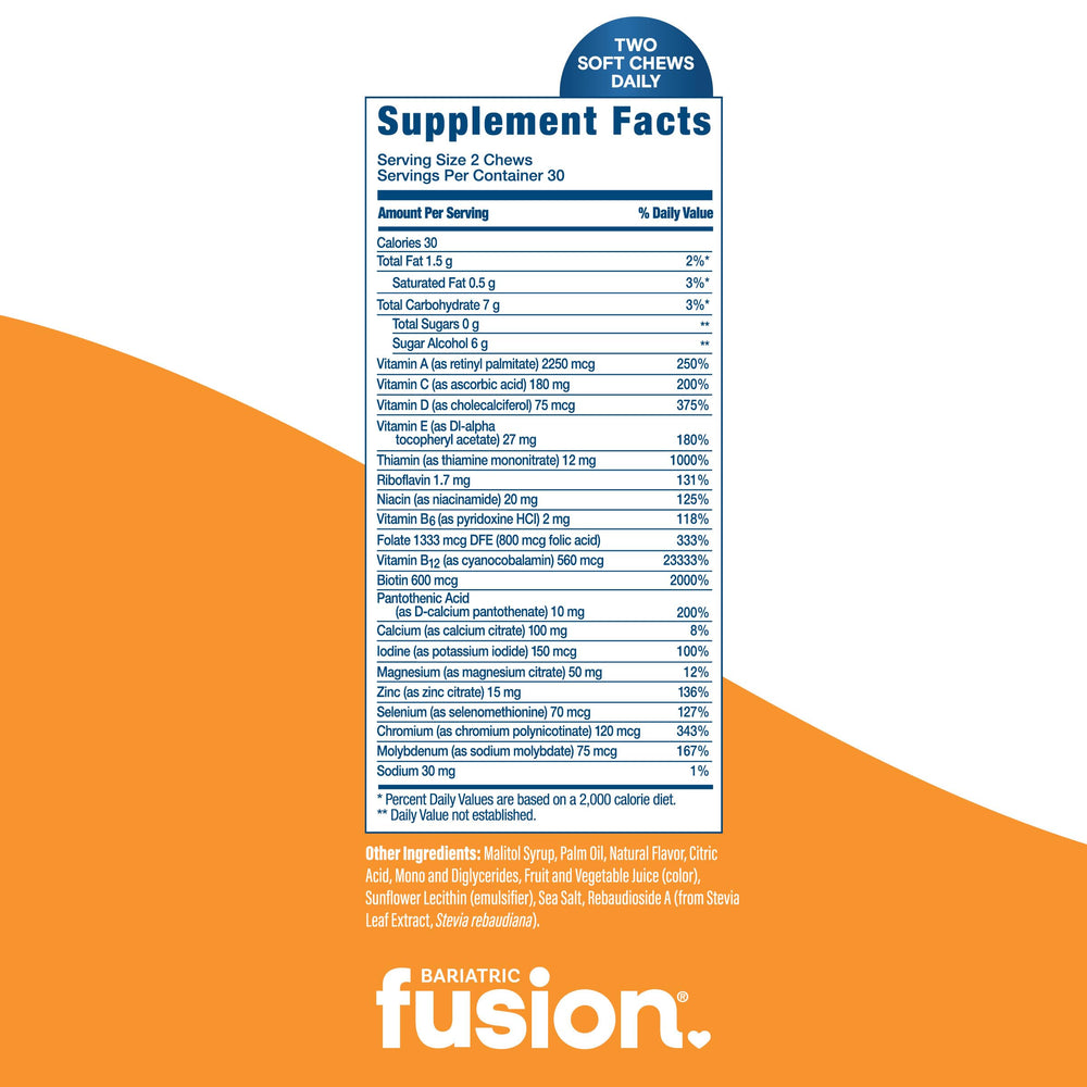 Bariatric Fusion masticable en mano para referencia de tamaño y conveniencia