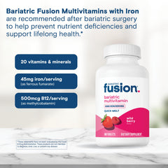 Bariatric Fusion etiqueta nutricional en detalle mostrando contenido y hierro 45 mg