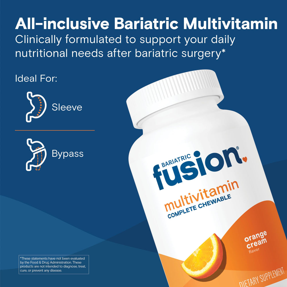 Bariatric Fusion primer plano de textura de tabletas masticables y fácil absorción