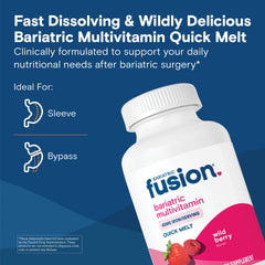Bariatric Fusion primer plano de la microtableta que destaca su textura rápida disolución