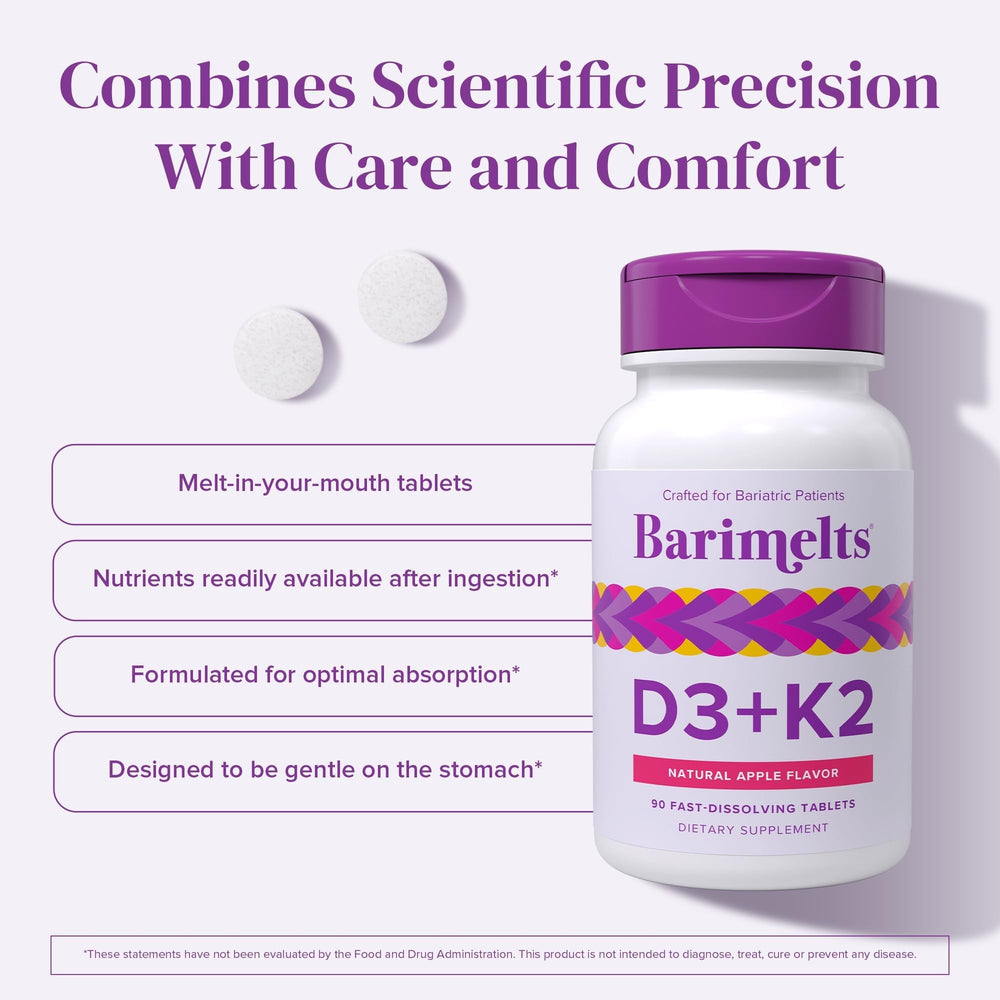 BariMelts primer plano de la tableta mostrando textura y rápida disolución