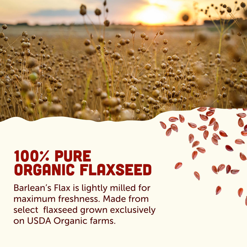 Barlean's Forti‑Flax mezclado en batido aportando textura y nutrientes vegetales