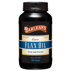 Barlean's vista frontal del envase que muestra 250 cápsulas, conveniencia