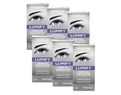 Bausch + Lomb LUMIFY frontal del pack de 6 mostrando envases portátiles y conveniencia