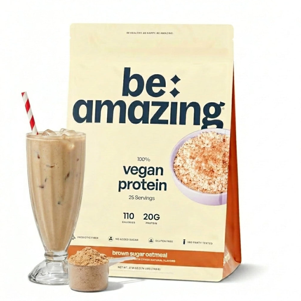 BE AMAZING envase frontal con etiqueta clara y beneficios visibles